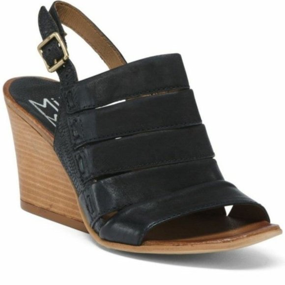 Miz Mooz Shoes - Miz Mooz Black Leather Kenmare Wedges